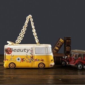 Yellow Floral Bus-Shaped Handbag
